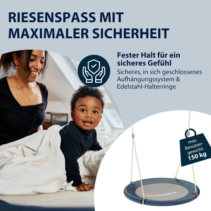 HUDORA Nestschaukel Lounge - Höhenverstellbare Nestschaukel mit 90/110cm Durchmesser für bis zu 150k