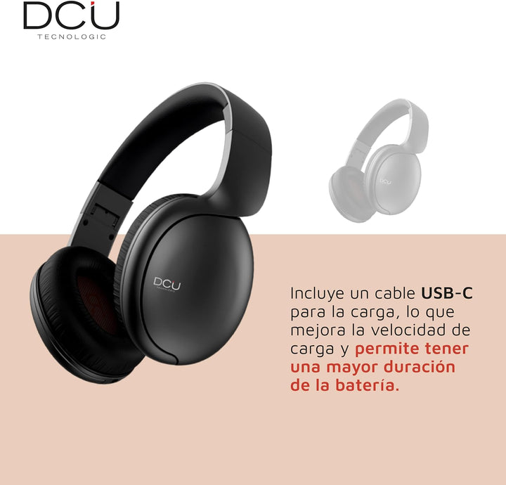 DCU TECNOLOGIC | Bluetooth-Kopfhörer, Faltbare Kopfhörer, kabellos und verkabelt, Multifunktion, 8 h