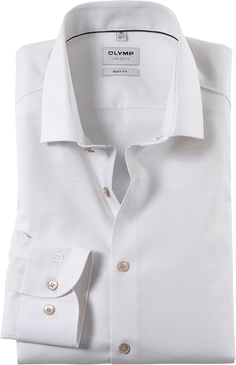 OLYMP Herren Oberhemd Langarm Level Five,Einfarbig,Body fit,Modern Kent 43 Hellbeige 20, 43 Hellbeig