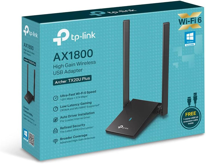 TP-Link Archer TX20U Plus WLAN Stick Für PC, WiFi 6 AX1800 Dual Band, USB 3.0, MU-MIMO, Antennen mit