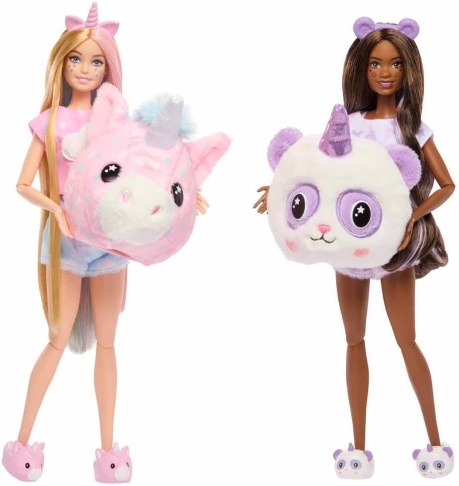 Barbie Cutie Reveal Pyjamaparty Deluxe Set - Über 35 Überraschungen inkl. 2 Puppen, 2 Haustiere, Far