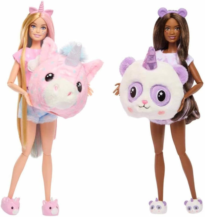 Barbie Cutie Reveal Pyjamaparty Deluxe Set - Über 35 Überraschungen inkl. 2 Puppen, 2 Haustiere, Far