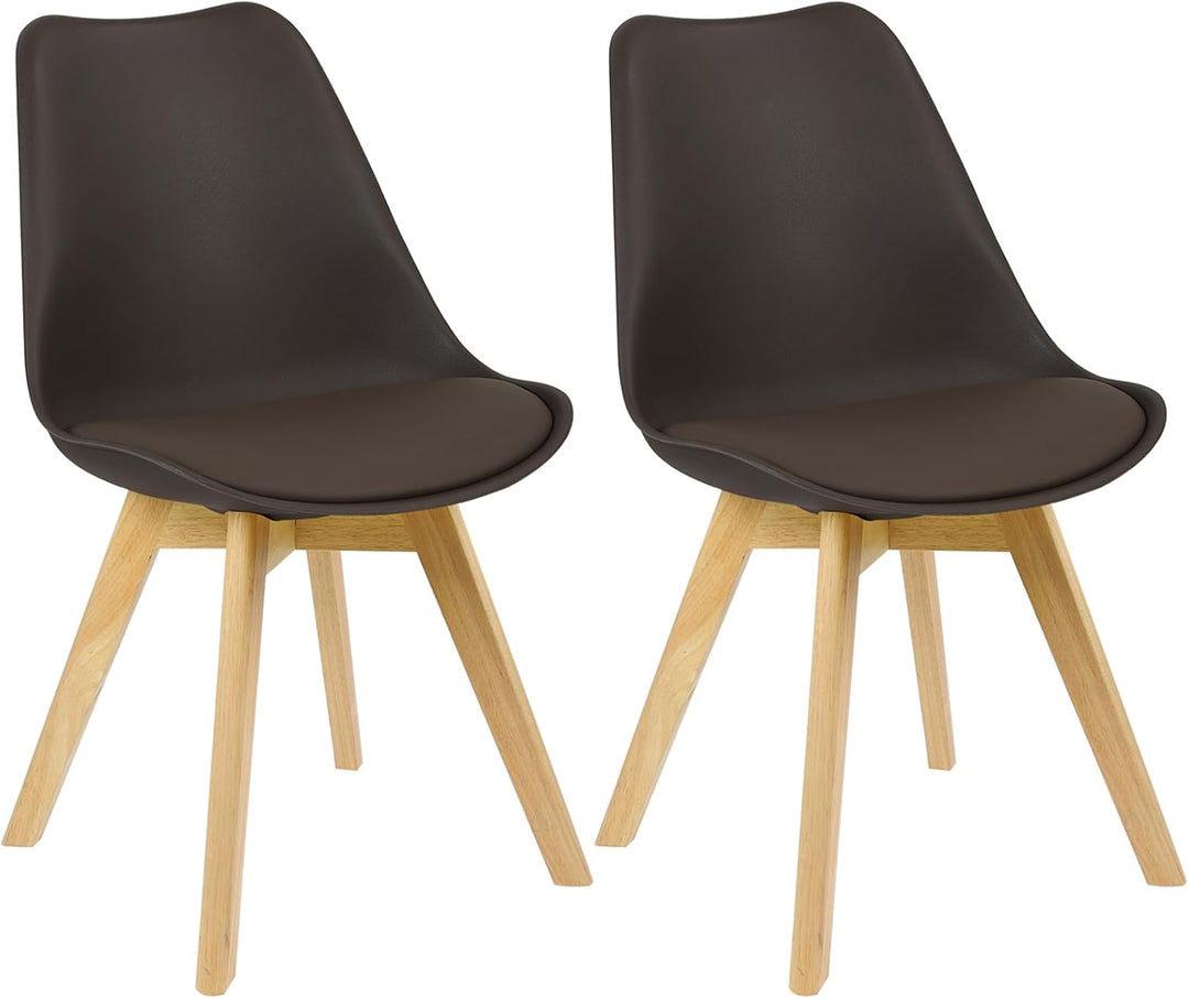 WOLTU BH29br-2 2 x Esszimmerstühle 2er Set Esszimmerstuhl Design Stuhl Küchenstuhl Holz, Braun 2er S