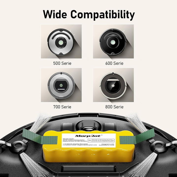 Morpilot Akku für iRobot Roomba, NI-MH 4500mAh Ersatzakku für iRobot Roomba 500 521 530 560 563 565