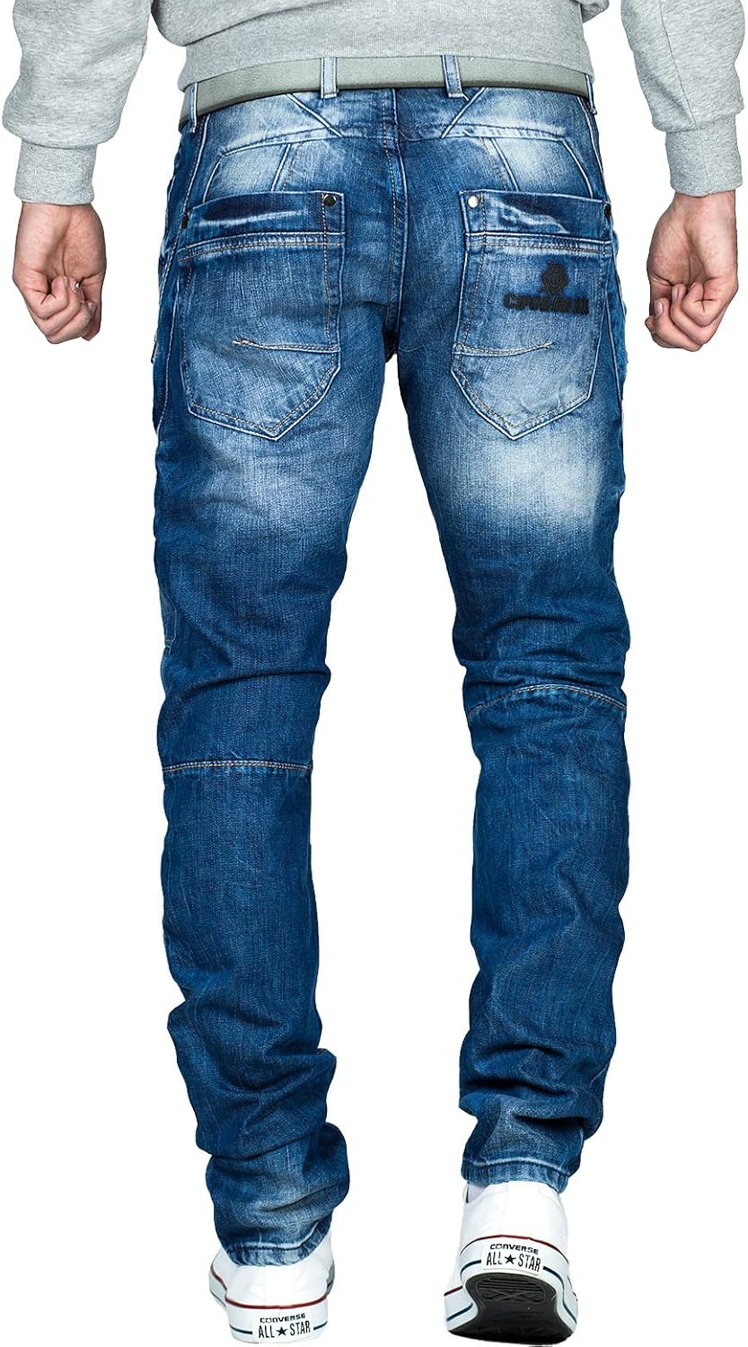 Cipo & Baxx Herren Jeans im Bikerstyle – Regular Fit oder Slim Fit | Stone Washed Denim mit Ziernäht