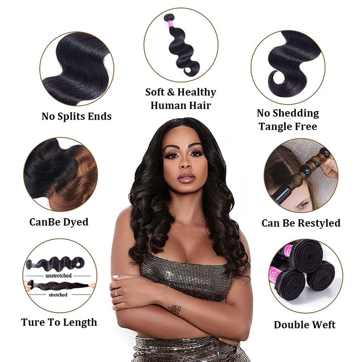 tissage Meche bresilien en lot naturel cheveux humain Body Wave Human Hair Bundles tissage bresilien
