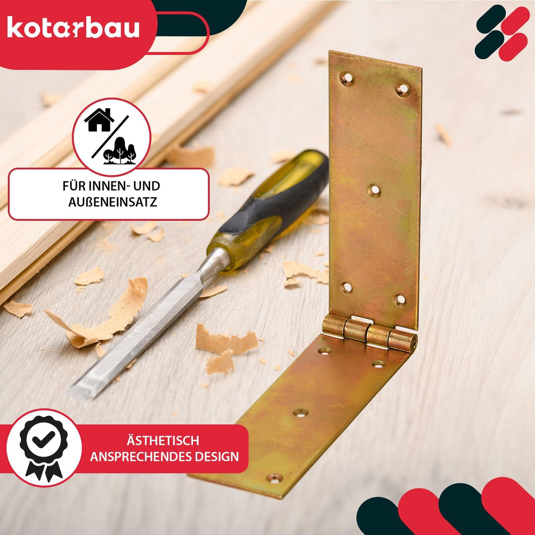KOTARBAU® Kistenband 300 x 50 mm 10 St. Scharnier Gerollte Tischband Möbelscharnier Gelb Verzinkt To