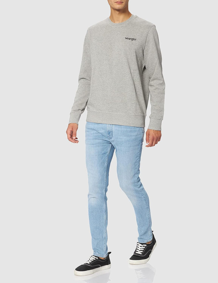 Wrangler Herren Positive Vibes Sweat Sweatshirt XL Mid Grey Mel, XL Mid Grey Mel