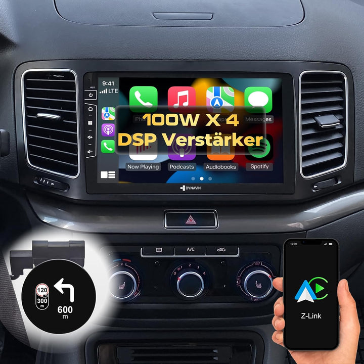 DYNAVIN Android Autoradio Navi für VW Sharan Seat Alhambra, 9 Zoll OEM Radio mit Wireless Carplay un