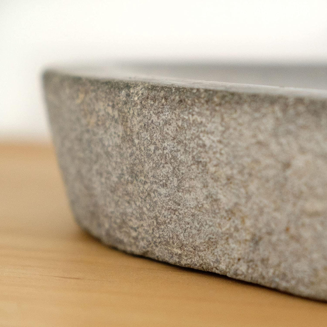 40 cm rund Naturstein Waschbecken grau von WOHNFREUDEN - Unikat Auswahl Stein Aufsatzwaschbecken Nat