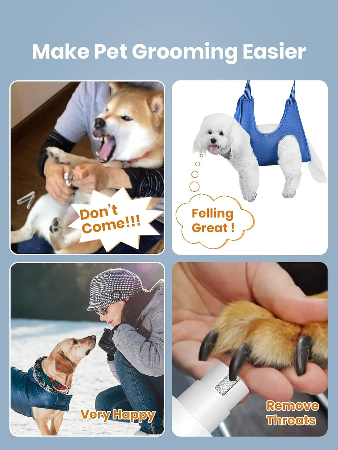 2 in 1 Hundeschermaschine und Hundepflege Hängematte Set, Leise Hundeschermaschine Schermaschine für