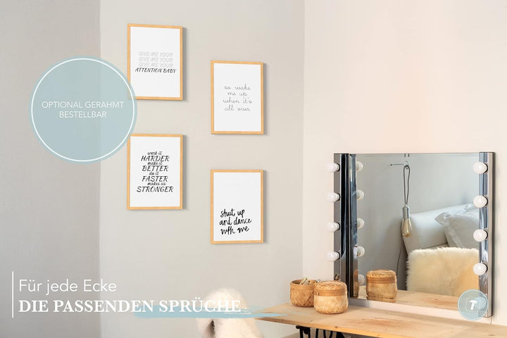 Papierschmiede® Premium Spruchposter Set 4er DIN A1, Motiv: My Favourite Songs, Lieder Texte, Typogr