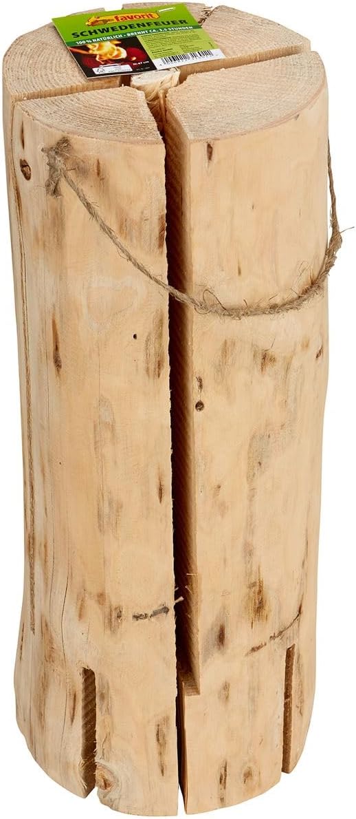 Schwedenfeuer 47 cm x 18 cm Brenndauer 3,5h Holz Kamin Feuerschale (1), 1
