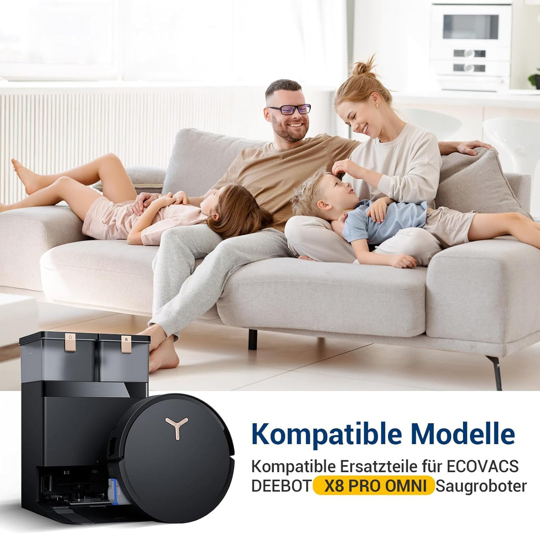 Bluearks 19 Stück Zubehörset für Ecovacs Deebot X8 Pro Omni/X8 Omni Saugroboter, 1 Hauptbürste, 4 Fi