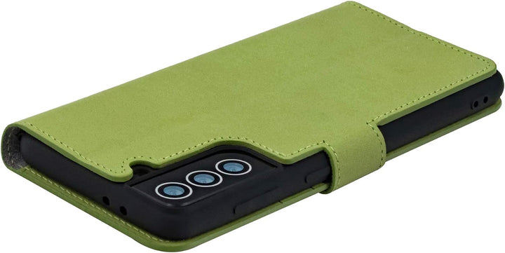 Suncase Book-Style Hülle kompatibel mit Samsung Galaxy S22 Plus 5G Leder Tasche (Slim-Fit) Lederhüll