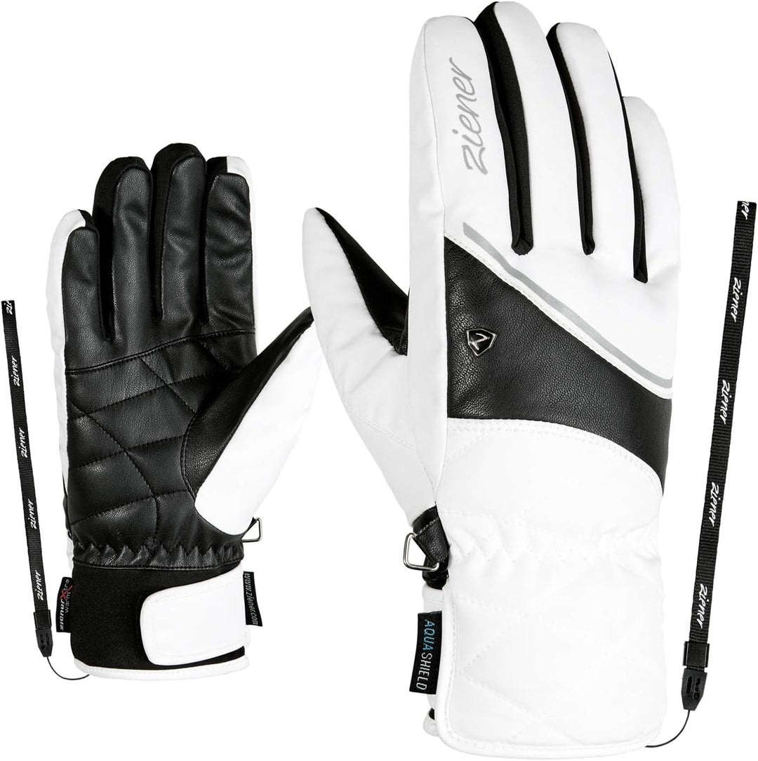 Ziener Damen Kaika As Ski-Handschuhe/Wintersport | Wasserdicht, Atmungsaktiv 8 Weiss, 8 Weiss