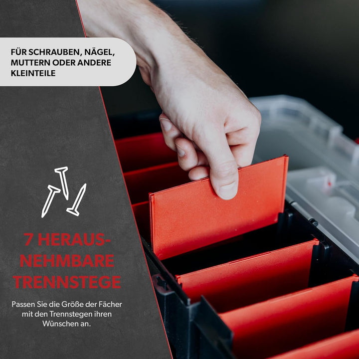 3 x siwitec Sortimentskasten mit 8 Fächern und 7 anpassbaren Trennstegen, Sortimentsbox für Kleintei