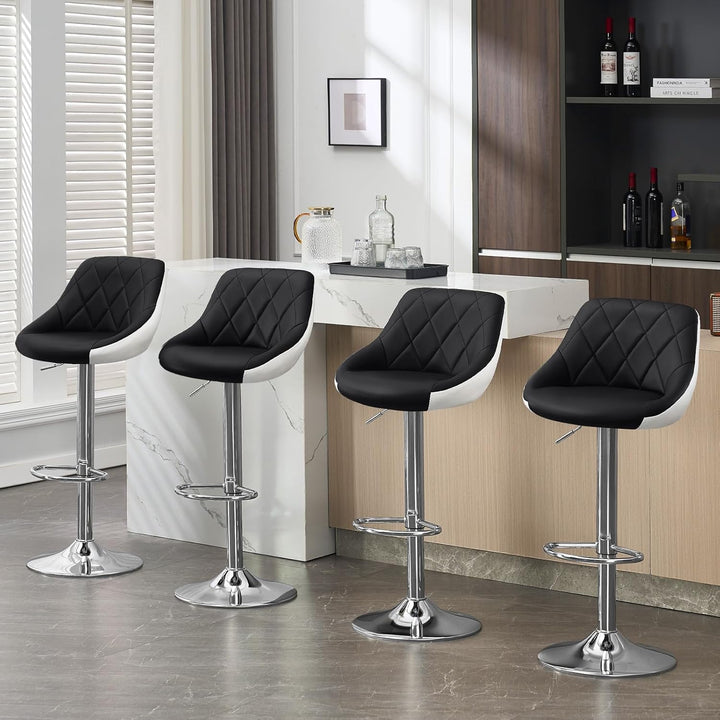 WOLTU BH30sz-2 Design 2 farbig Barhocker mit Griff 2er Set, stufenlose Höhenverstellung, verchromter