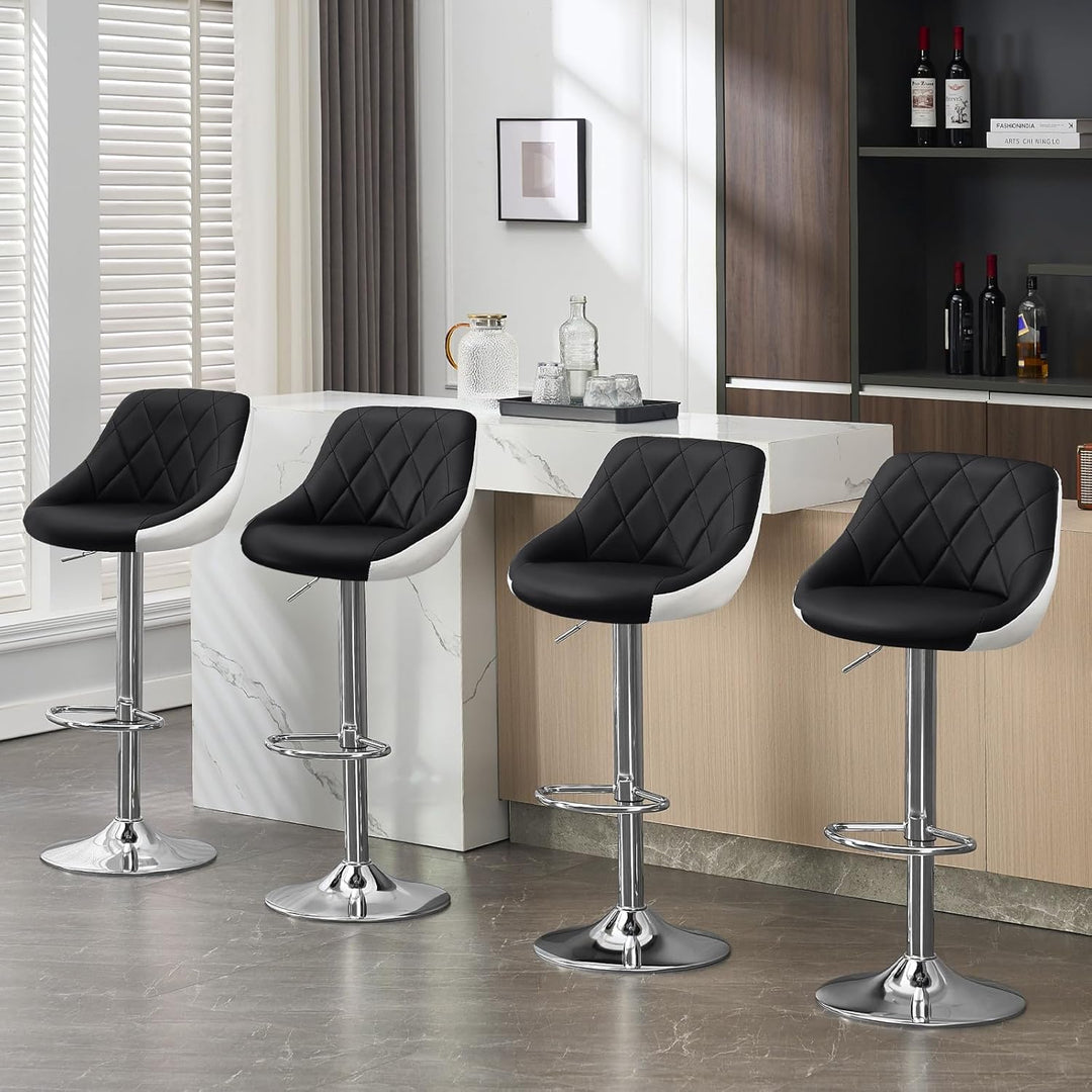 WOLTU BH30sz-2 Design 2 farbig Barhocker mit Griff 2er Set, stufenlose Höhenverstellung, verchromter