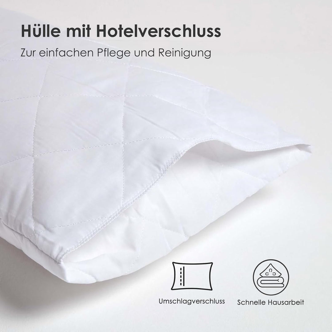 Homescapes Gesteppte Kissenschutzbezug-Paar aus Baumwoll-Polyester-Gewebe (48 x 74 cm - 10 Kissensch