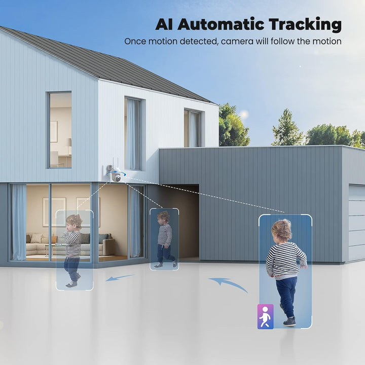 Codnida 2K Überwachungskamera Aussen WLAN Kamera Überwachung Aussen 360° Ansicht 3MP Kamera mit 2-We