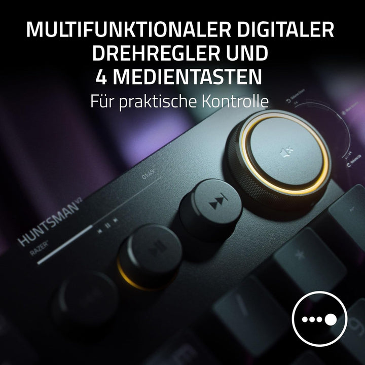 Razer Huntsman V2 (Purple Switch) - Praktisch latenzfreie optische Gaming-Tastatur (Handballenauflag