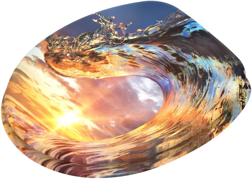 Sanilo WC-Sitz mit Absenkautomatik, Toilettensitz mit Absenkautomatik, einfache Befestigung (Wave),