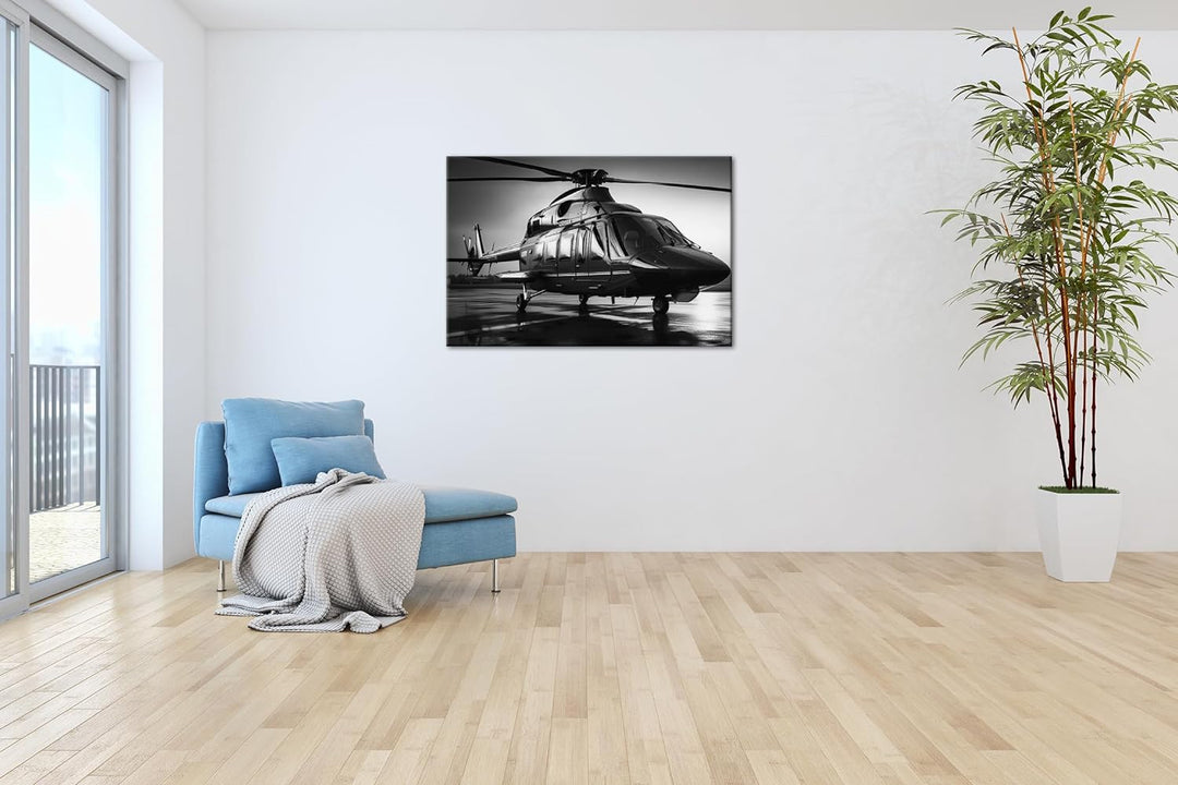 deyoli Rettungshubschrauber Format: 80x60 cm Effekt: Schwarz/Weiss als Leinwandbild, Motiv fertig ge