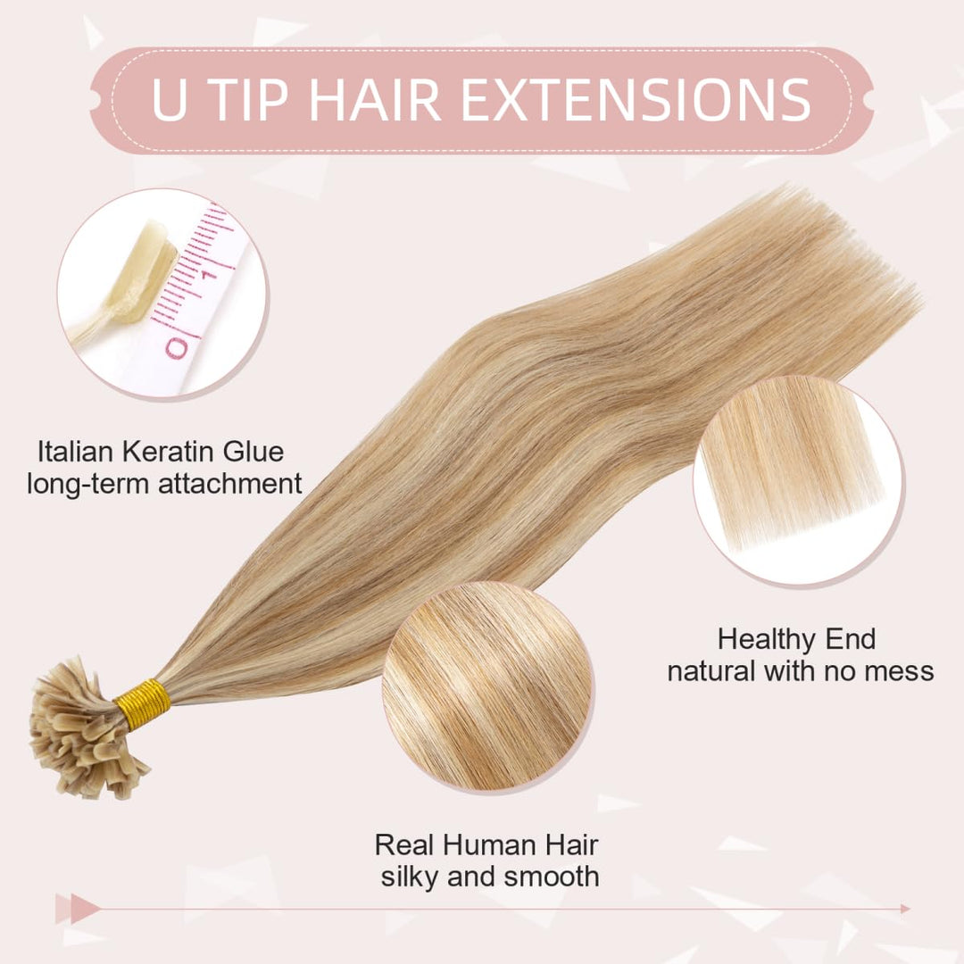 Silk-co Haarteile Echthaar Bonding Extensions Echthaar 0.8g Keratin U-Tip Haarverlängerung Glatt Hai