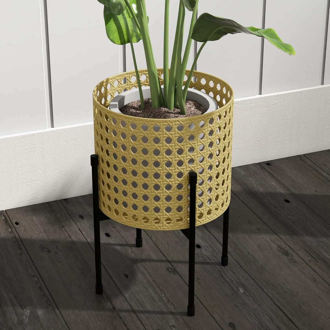 Outsunny 3er-Set Pflanzenständer Blumenständer mit Rattanoptik Pflanzenhocker Blumenhocker für Innen