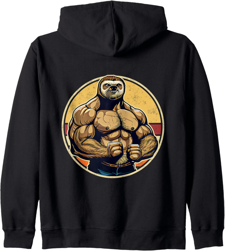 Bodybuilder Faultier Lustiges Bodybuilding Faultier Fitness  Kapuzenjacke