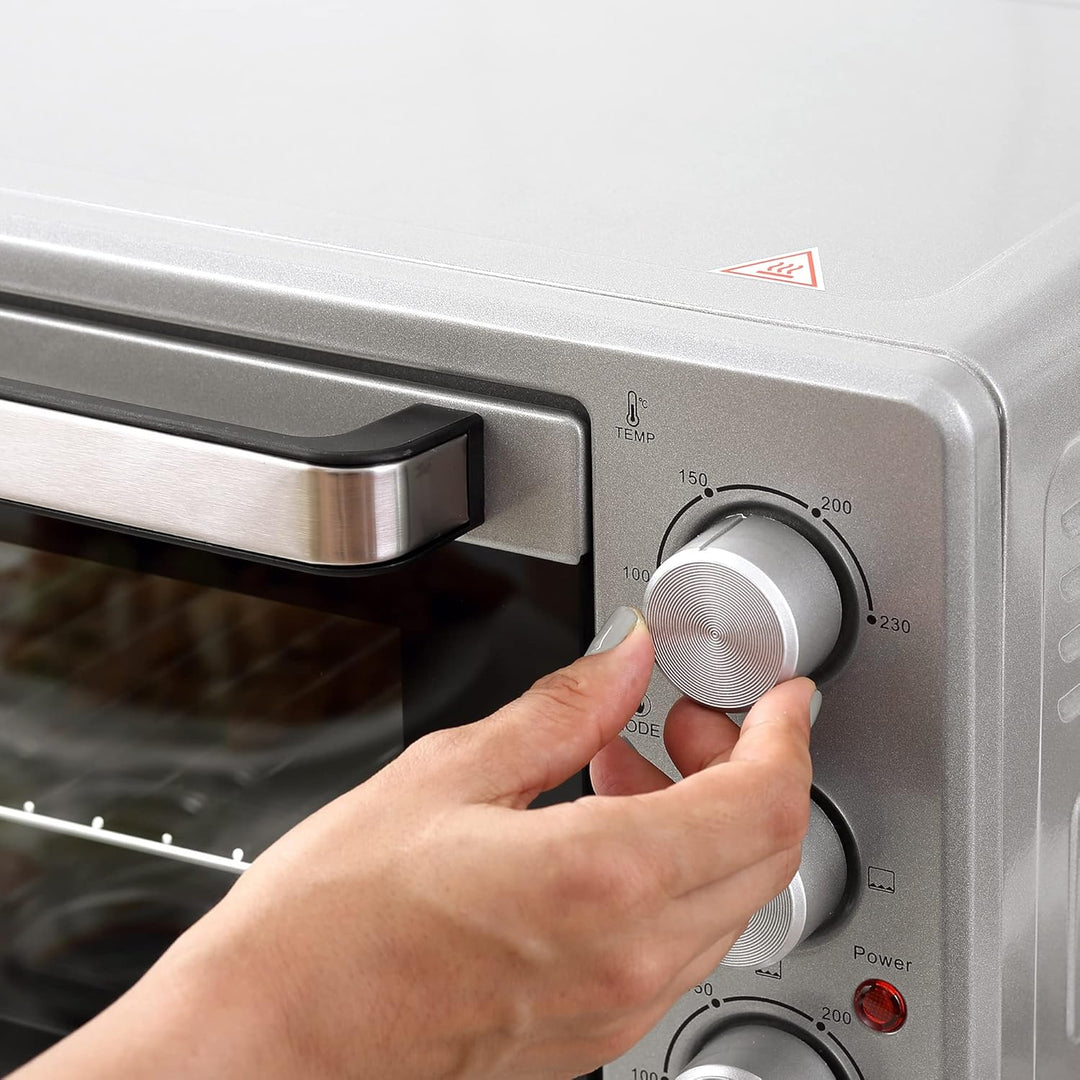 HOMCOM Minibackofen 32L 1600W Elektrischer Mini Ofen mit Schlackenauffangwanne Metall Edelstahl Glas