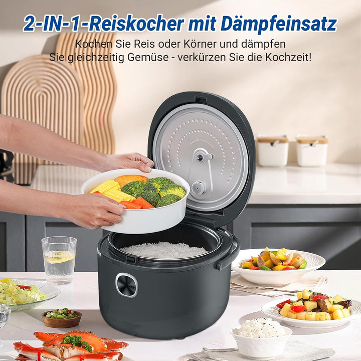AMZCHEF Reiskocher 4L Mini Reiskocher für 5 Personen, 8 Tassen (ungekocht), 860W elektrischer Reisko