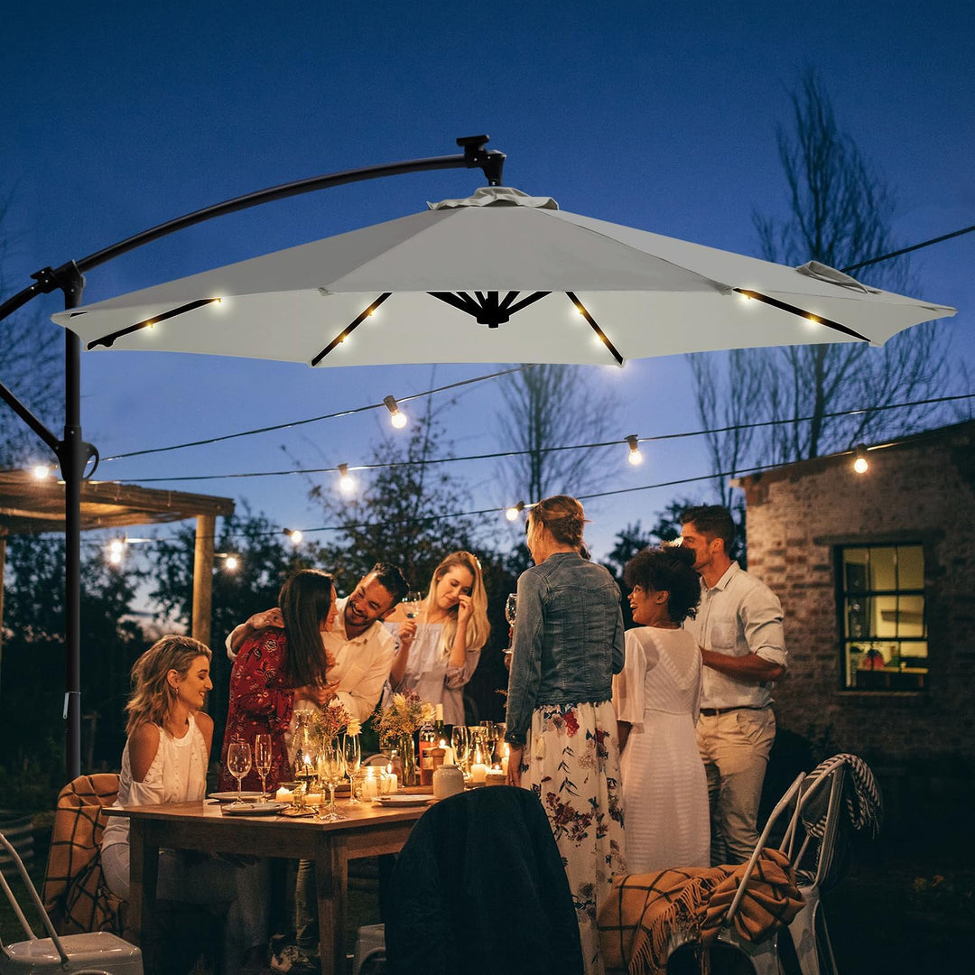 Sekey® LED Solar Ampelschirm 300cm LED Sonnenschirm-Solarbetrieben - UV50+ Sonnenschutz - Robust und