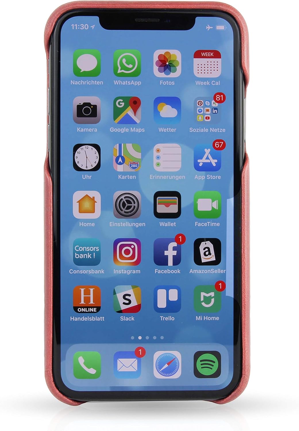 BULLAZO Menor Urban, Edle Hülle aus Leder mit Kartenfach, Kompatibel mit iPhone X 10 XS 10S, Koralle