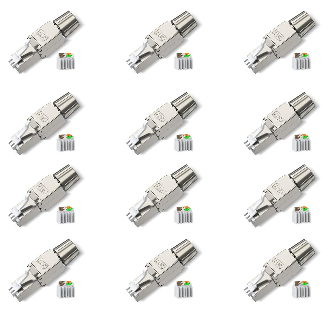 songyea RJ45 Stecker Werkzeuglos, 12 Stück Cat7 Stecker, Cat6A Netzwerkstecker, Netzwerk Werkzeug, W
