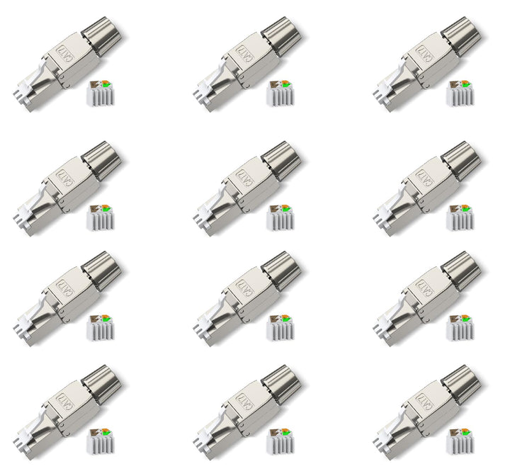 songyea RJ45 Stecker Werkzeuglos, 12 Stück Cat7 Stecker, Cat6A Netzwerkstecker, Netzwerk Werkzeug, W