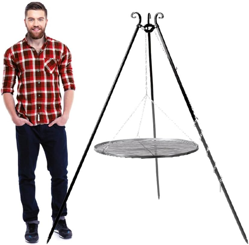 CookKing Stand-Grill Dreibein Grill massiv Edelstahlgitter 180cm 50cm Ø