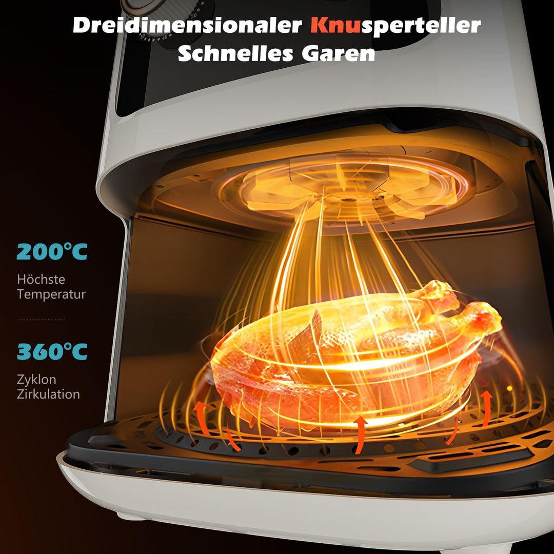Oyajia 5L Heissluftfritteuse mit Sichtfenster, mit Manueller Drehtaste, Spülmaschinenfest, Gesundes