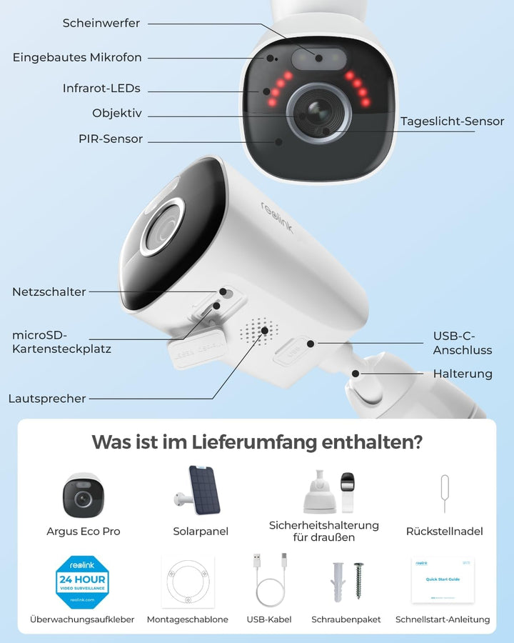 Reolink 5MP Solar Überwachungskamera Aussen Akku mit Spotlights, 2,4/5GHz WiFi, Kabellose WLAN Kamer