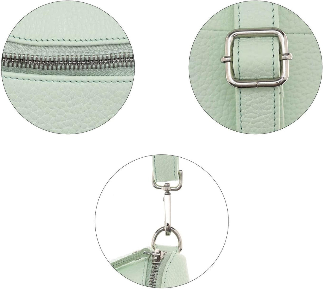 Zwillingsherz Bauchtasche mit Reissverschluss 100% Echtleder – Hochwertige Damen Bauchtasche Crossba