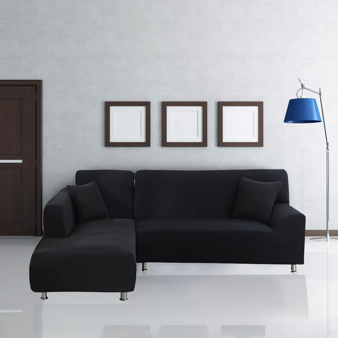 Jaotto Sofa Überwürfe Sofabezug Elastische Spandex Stretch Sofabezüge Couchbezug für L-Form Sofa Uni