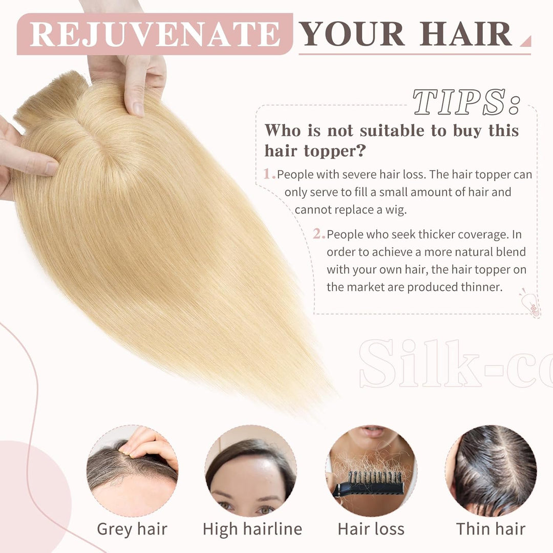 Silk-co Haarteile Echthaar Topper Extensions Echthaar Clip in Extensions Echthaar Glatt Toupet Haarv