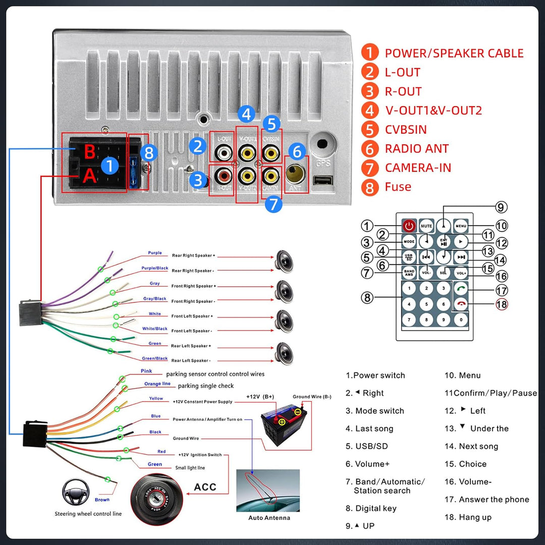 Podofo A-pple Carplay Android Auto 2 Din Autoradio, 7" HD Touchscreen MP5 Player Unterstützung Bluet