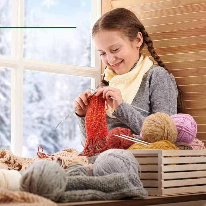 Coopay Stricknadeln Set, 55 Stück Edelstahl Doppelspitzen Stricknadel Set mit Wolle, Strickzubehör u