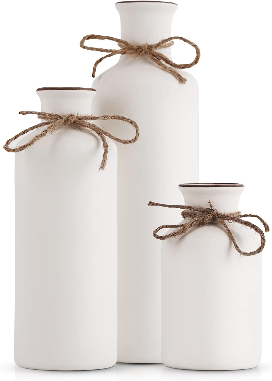 Weisses Keramik-Vasen-Set – 3 kleine Vasen, Boho-Vasen, Moderne Bauernhaus-Wohnkultur-Akzente, Wohnz