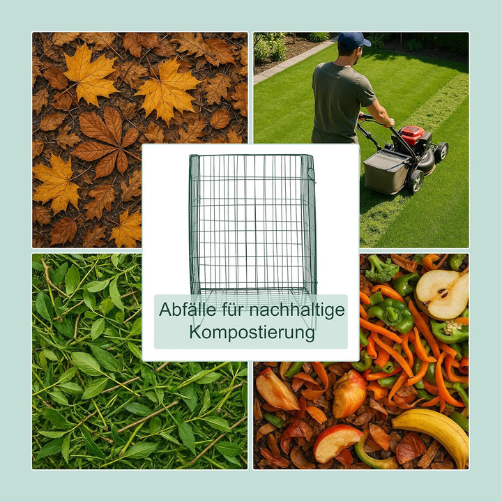 Relaxdays Komposter Metall, Bodengitter und Füsse, HxBxT: 68 x 46 x 46 cm, für Gartenabfall, Kompost