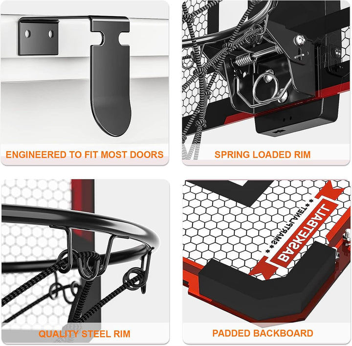 UCAMP Mini Basketballkorb Indoor,Basketballkorb Kinder,mit 4 Ball und 2 Netze u Anzeigetafel,über di