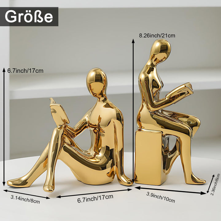DARUITE 1 Parr Buchstütze, Goldene Lesefigur Buchstützen, kreative Bücherstützen, Robuste und Stilvo