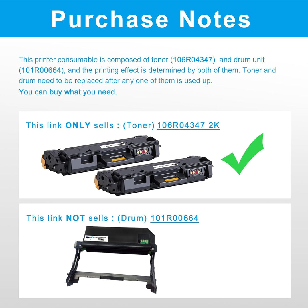 LCL Kompatibel Toner 106R04347 106R04346 B210 B205 B215 High-Yield (2 Schwarz) kompatibel für Xerox